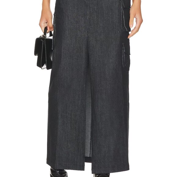 NWT Line & Dot Mora Maxi Cargo Skirt in Charcoal Denim - Picture 1 of 3